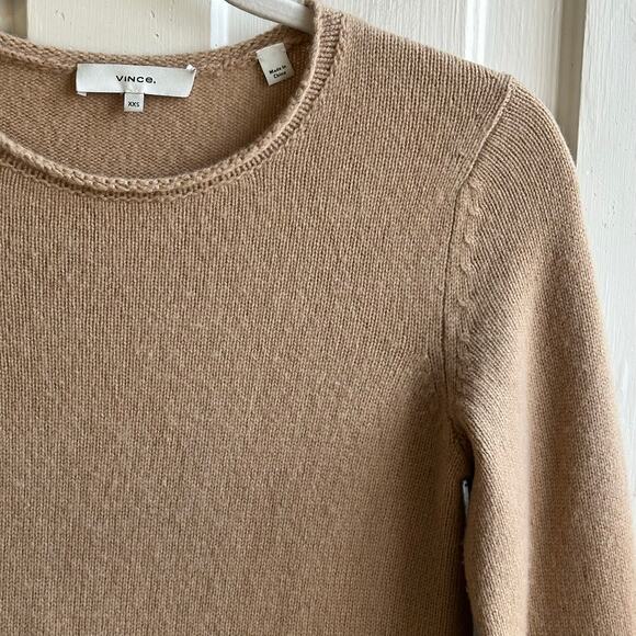 Vince Crewneck Side-slit Cashmere Tunic Sweater Camel Brown - Picture 4 of 8